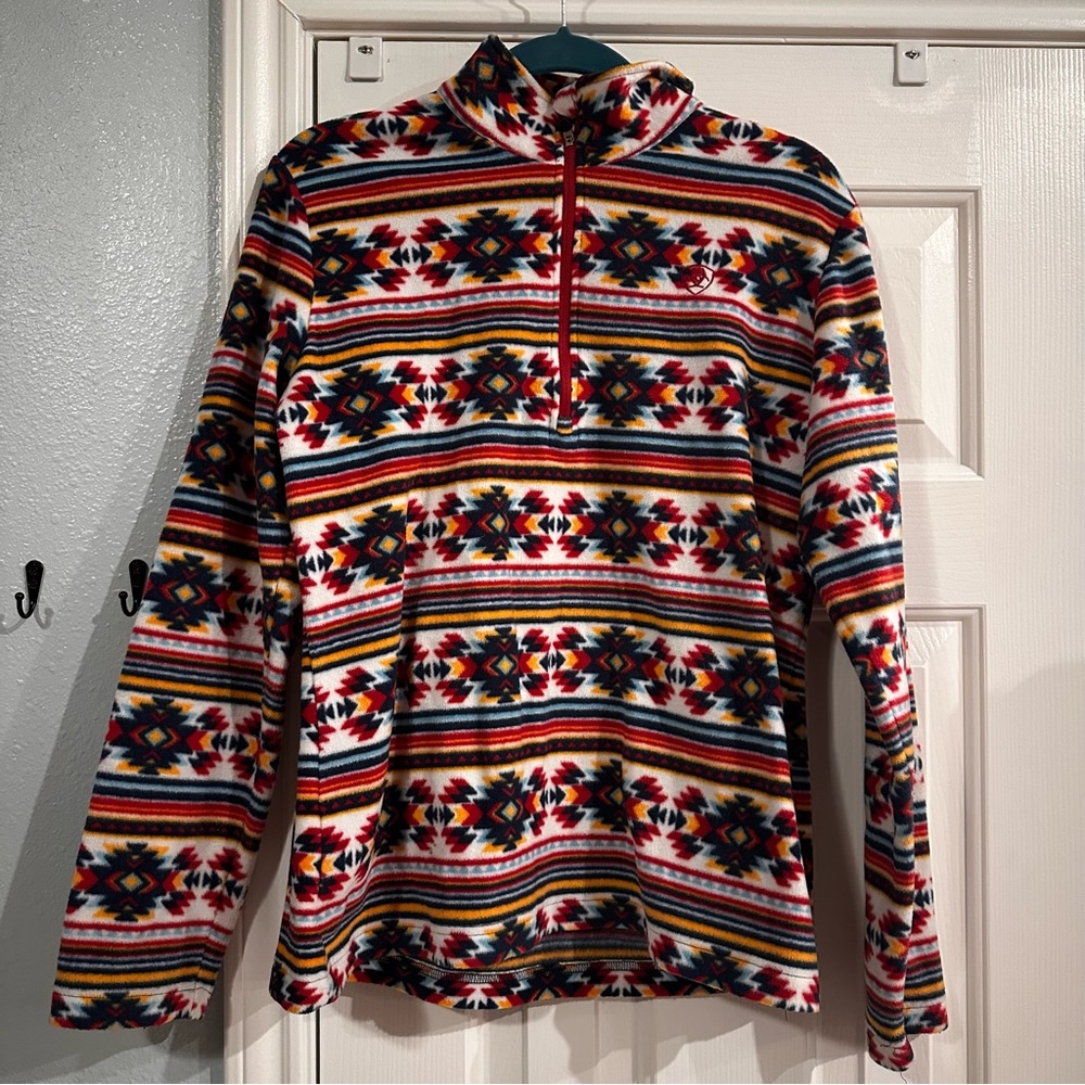 GIRLS Large. Ariat Colorful Striped Half-Zip Sweatshirt